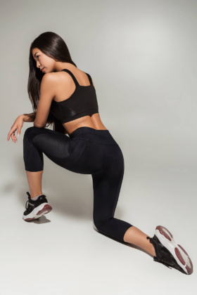 Спортивні коригуючі бриджі-утяжка для фітнесу TotalFit Satin Black - женская спортивная одежда Designed For Fitness